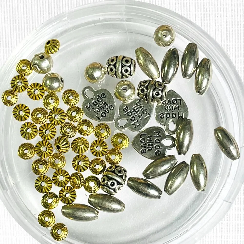 VTG - Now Mixed Lot Beads Gemstone Glass Metal Assortment Colorful Boho Jewelry